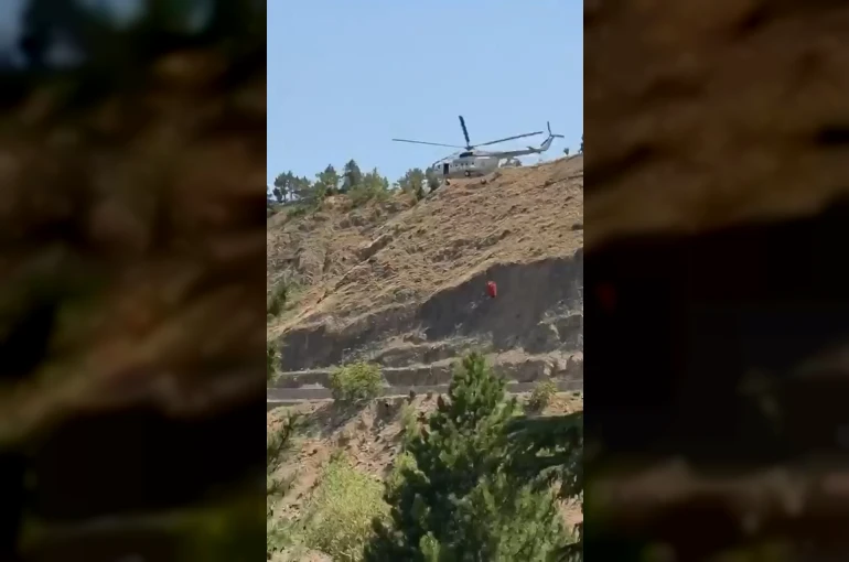 Elazığ’daki dağlık alan yangınına havadan müdahale başladı