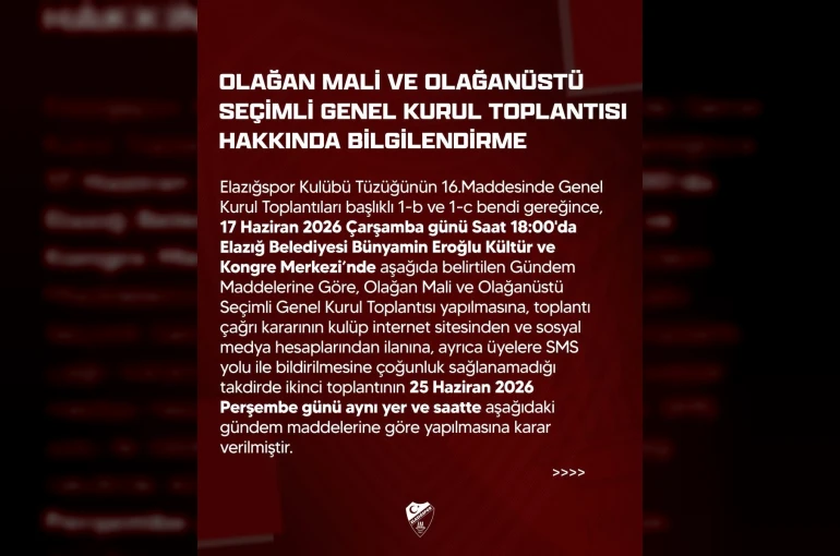 Elazığspor’da genel kurul tarihi netleşti