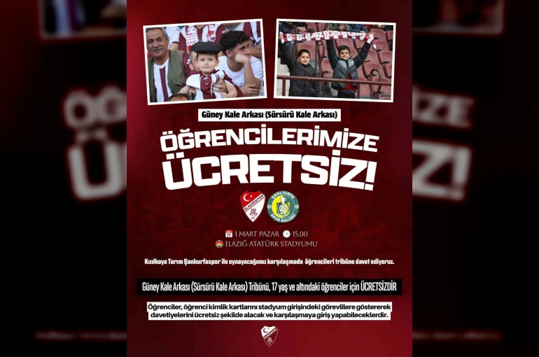 Elazığspor’dan 17 Yaş altı taraftarlara ücretsiz bilet