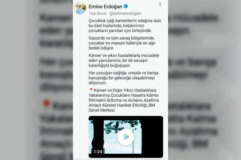 Emine Erdoğan’dan Özbekistan’ın BM’de düzenlediği kanserli çocuklarla ilgili etkinliğe ilişkin video paylaşımı