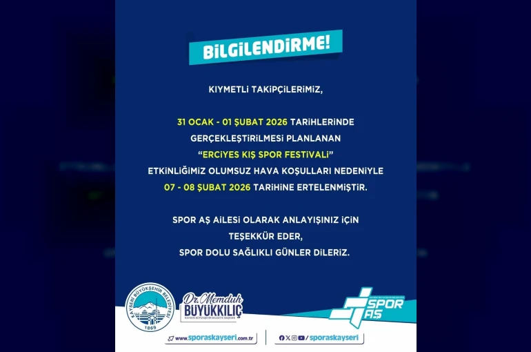 Erciyes Kış Spor Festivali’ne olumsuz hava engeli