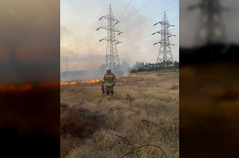Erzin’de trafodan çıkan alevler otluk alana sıçradı