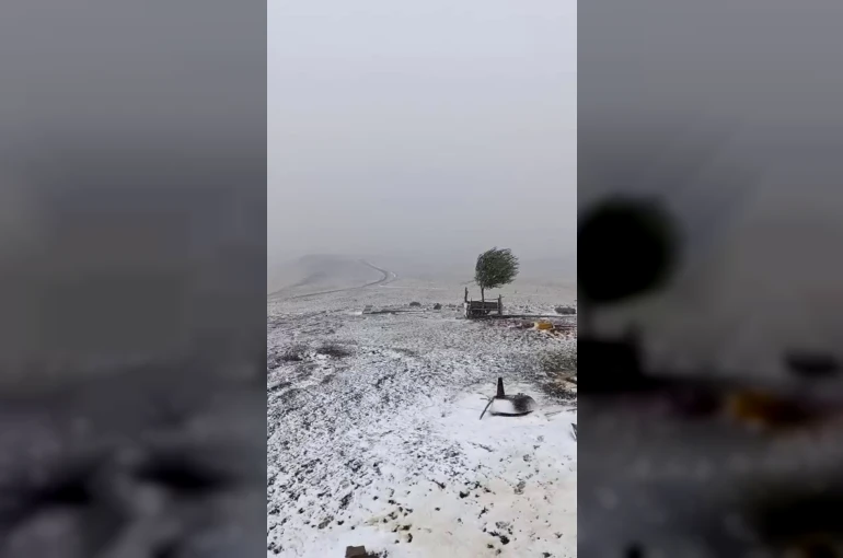 Erzurum’da Çakmak Dağı beyaza büründü