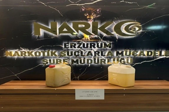 Erzurum’da dev uyuşturucu operasyonu: 27 kilo 850 gram likit metamfetamin ele geçirildi