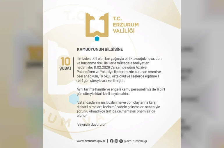 Erzurum’da eğitime bir gün ara verildi