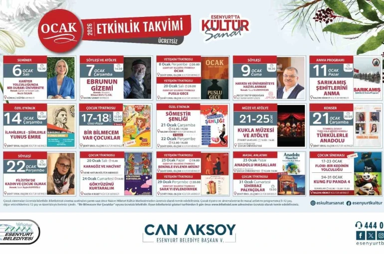 Esenyurt’ta Ocak ayı kültür ve sanat etkinlikleri başlıyor