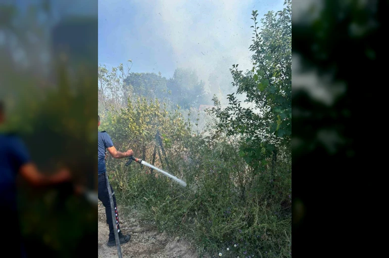 Ezine’de otluk alanda çıkan yangın söndürüldü