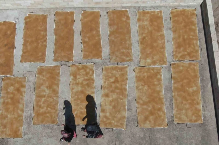 Gaziantep’te kadınların üzüm pekmezli pestil mesaisi başladı