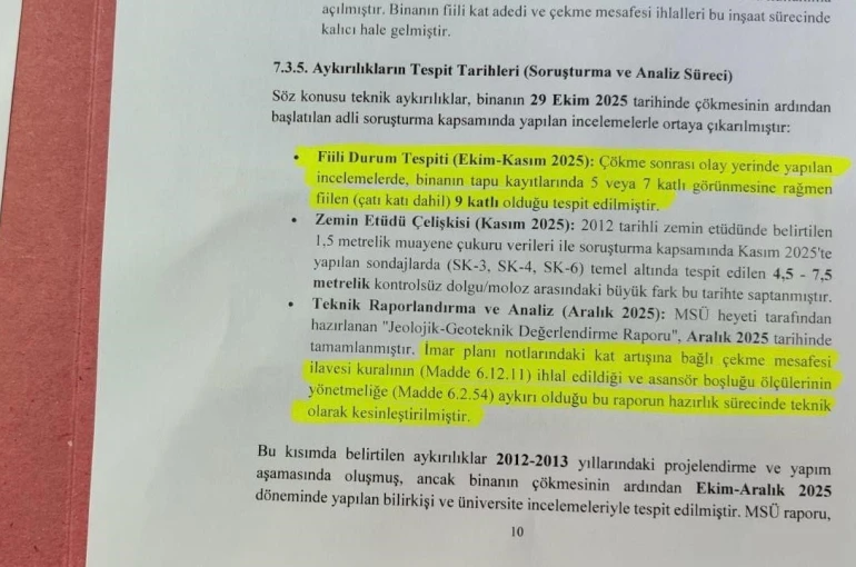 Gebze’deki çöken bina ile ilgili nihai rapor savcılığa sunuldu