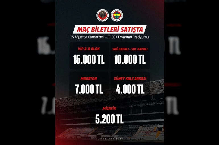 Gençlerbirliği - Fenerbahçe maçının biletleri satışa çıktı