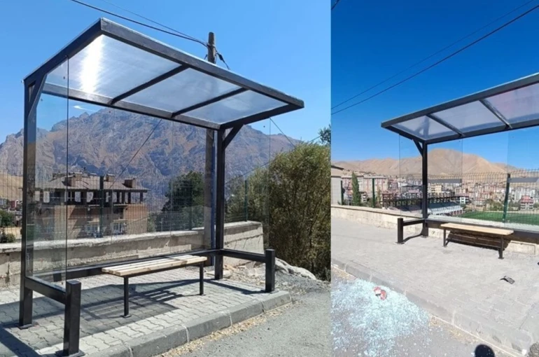Hakkari’de yeni otobüs durakları tahrip edildi