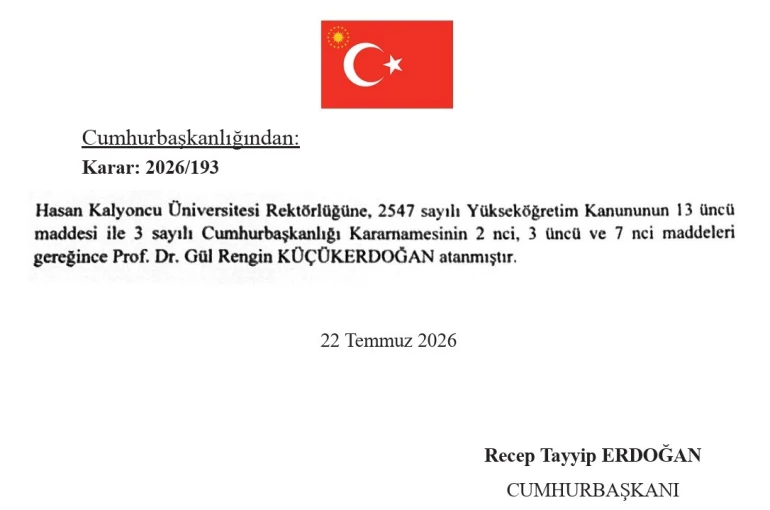 Hasan Kalyoncu Üniversitesi Rektörlüğüne Prof. Dr. Gül Rengin Küçükerdoğan atandı