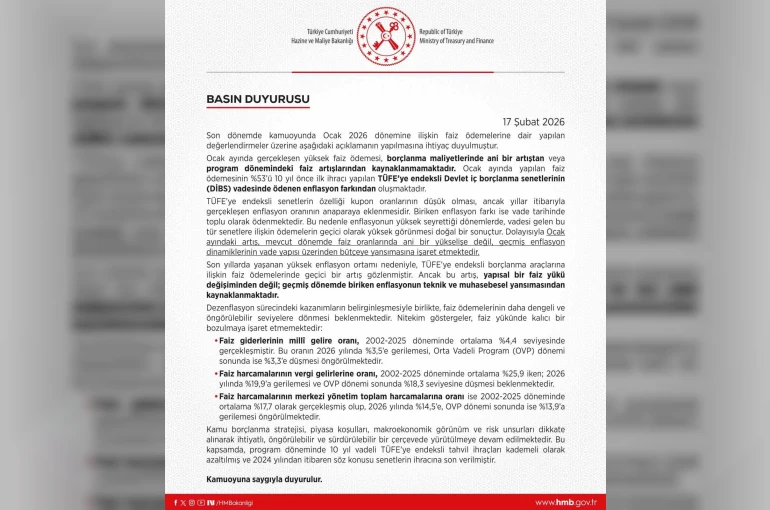 Hazine ve Maliye Bakanlığı: "Enflasyonun yüksek seyrettiği dönemlerde ödemelerin geçici olarak yüksek görünmesi doğal bir sonuçtur"