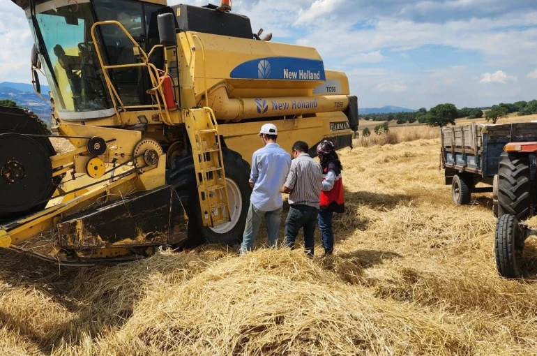 Hisarcık’ta biçerdöver kontrolleri sürüyor