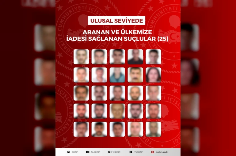 İçişleri Bakanlığı, kırmızı bülten ve ulusal seviyede aranan 54 suçlunun yakalanarak Türkiye’ye iade edildiğini bildirdi