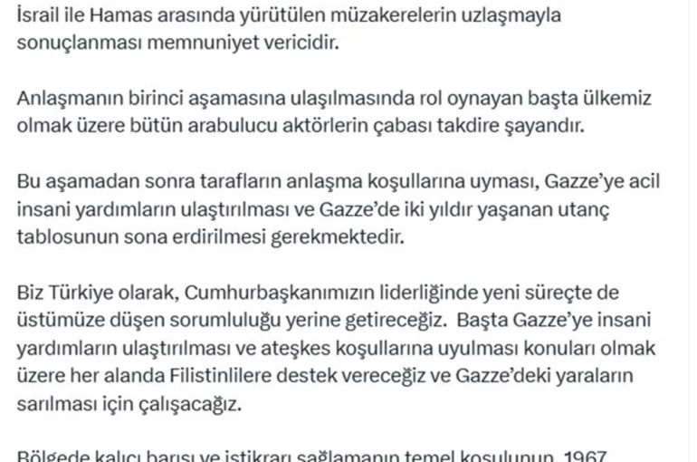 İletişim Başkanı Duran: "İsrail ile Hamas arasındaki uzlaşma memnuniyet verici"
