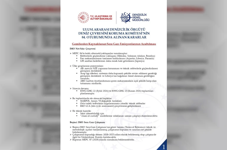 IMO Deniz Çevresini Koruma Komitesi’nin kararları açıklandı