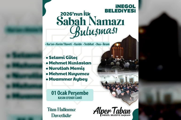 İnegöl’de 2026’ya manevi başlangıç: İlk sabah namazı kasım Efendi Camisinde