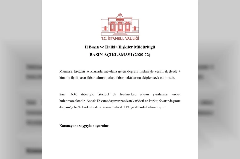 İstanbul Valiliği: "4 binayla ilgili hasar ihbarı alındı, 17 vatandaş 112’ye ihbarda bulundu"