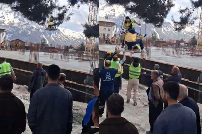 Kafasına pompa borusu düşen işçi yaralandı