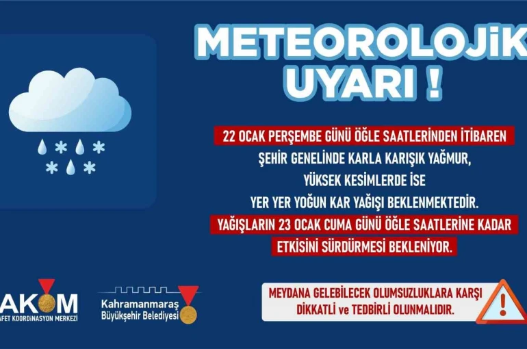 Kahramanmaraş genelinde 22 Ocak’ta kar yağışı bekleniyor