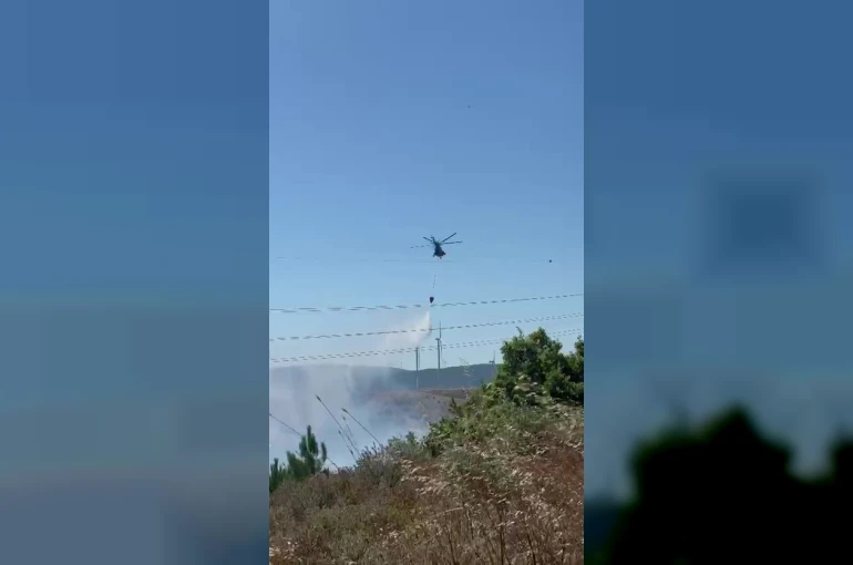 Karacabey’de engebeli arazide yangın