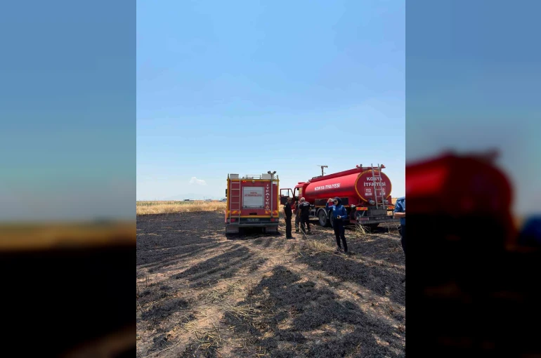 Karapınar’da 15 dönüm arpa ekili tarla yangında zarar gördü
