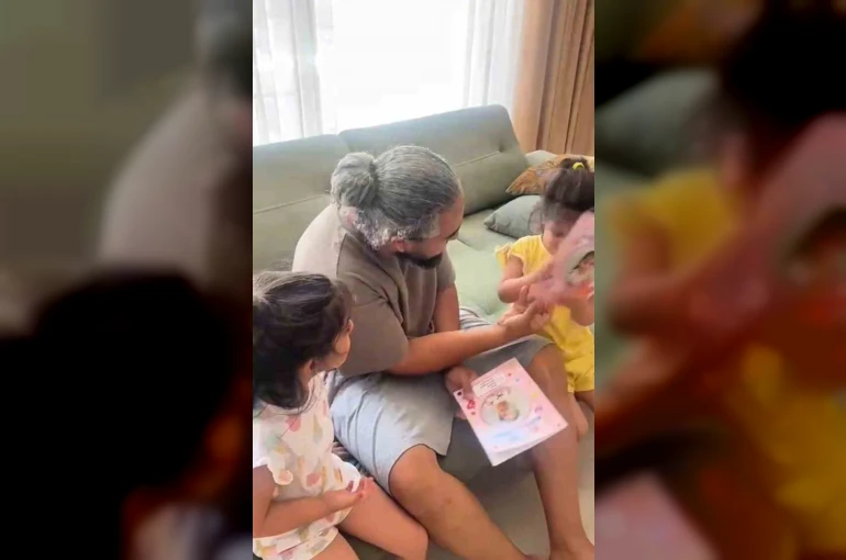 Karneleri karıştıran babanın ikiz kızlarıyla olan diyaloğu kamerada