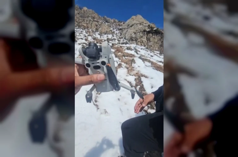 Kartal droneyi havada kaptı, zirvede bıraktı