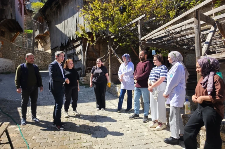 Kaymakam Arıkan’dan Apçağa köyünde restorasyon çalışmaları incelemesi