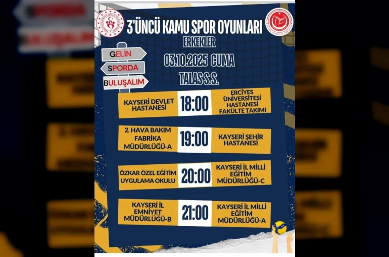 Kayseri’de 3. Kamu Spor Oyunları Voleybol Fikstürü Açıklandı