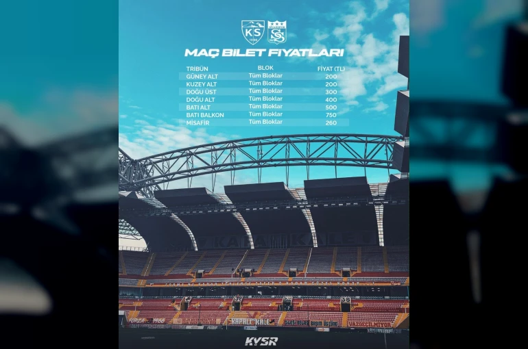 Kayserispor-Sivasspor maç bileti satışta