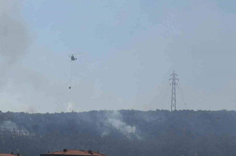 Kazdağları eteklerindeki yangın Zeytinli Mahallesine doğru ilerliyor