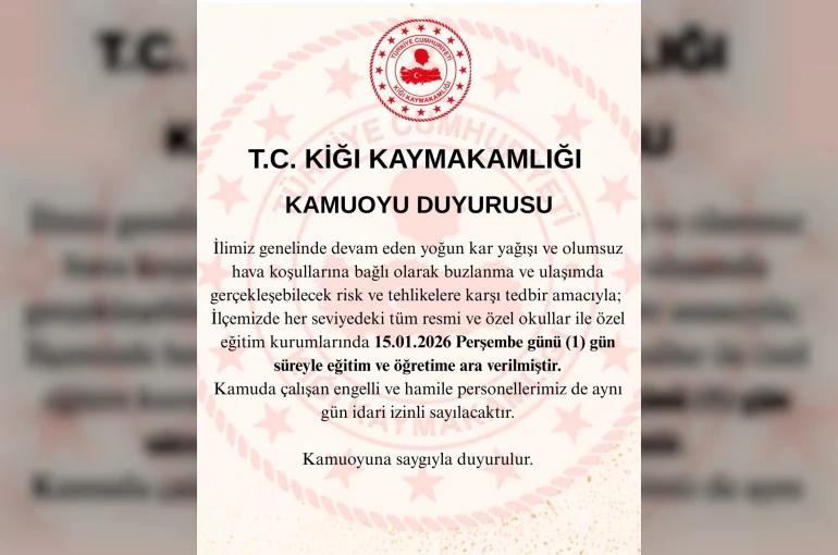 Kiğı ilçesinde eğitime 1 gün ara verildi