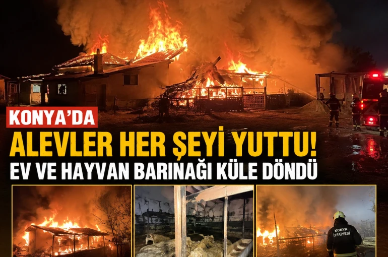 Konya'da Alevler Evi Ve Hayvan Barınağını Küle Çevirdi