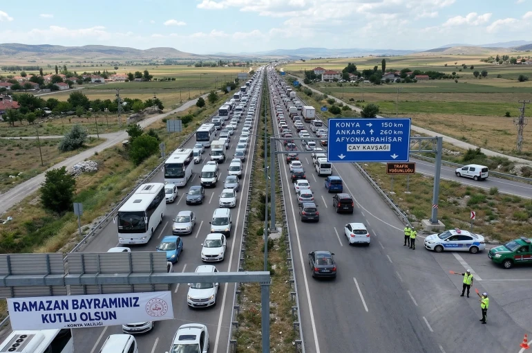 Konya Karayolunda Bayram Yoğunluğu Başladı