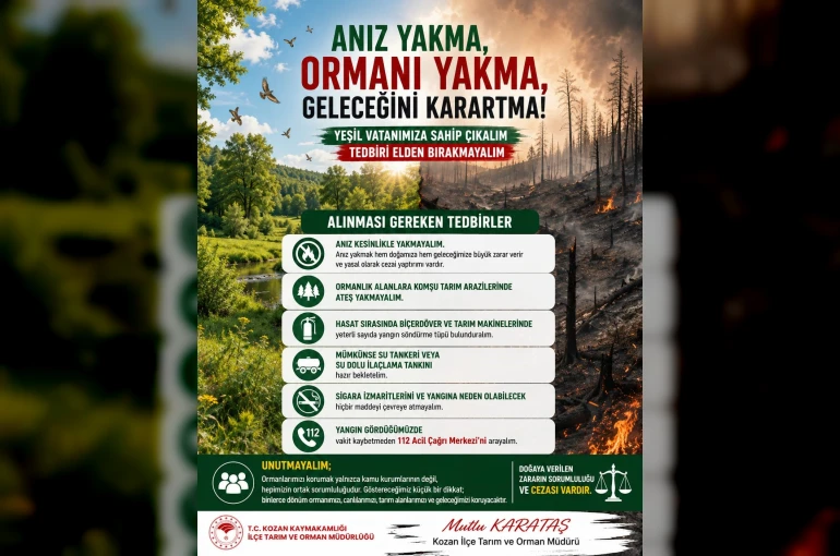 Kozan İlçe Tarım Müdürlüğü’nden anız uyarısı