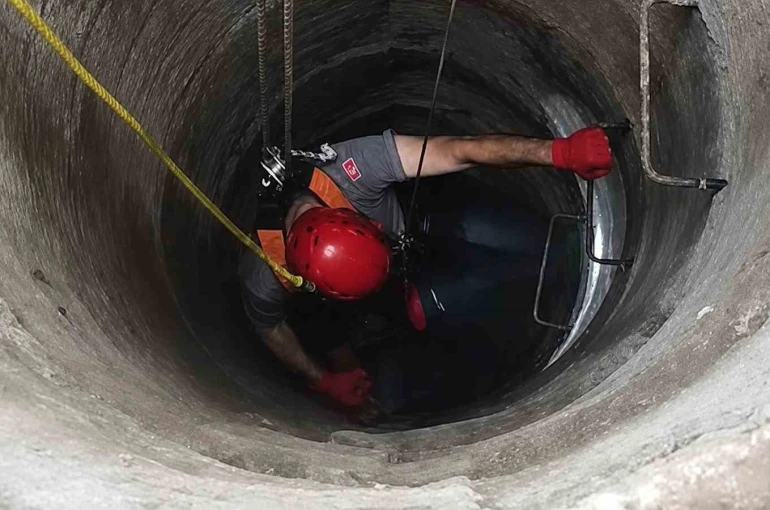Kuyuya düşen kedinin imdadına itfaiye yetişti