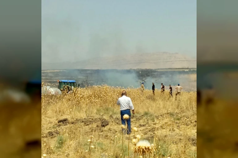 Mardin’de anız yangınına havadan ve karadan müdahale ediliyor 