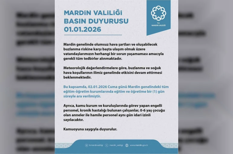Mardin’de eğitime 1 gün ara verildi