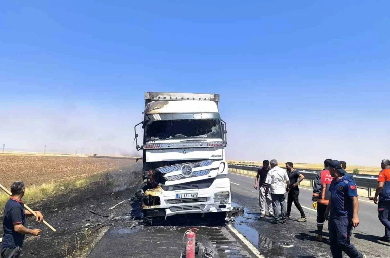 Mardin’de seyir halindeki tırda çıkan yangın söndürüldü