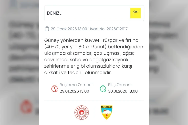 Meteoroloji Denizli için fırtına uyarısında bulundu