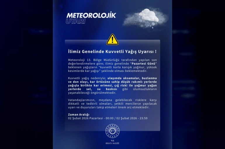 Meteorolojiden Bingöl için kuvvetli yağış uyarısı