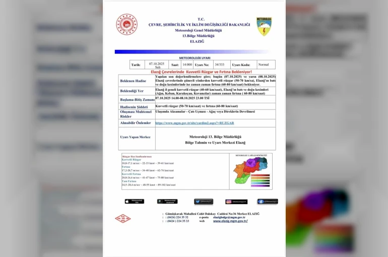 Meteorolojiden fırtına uyarısı