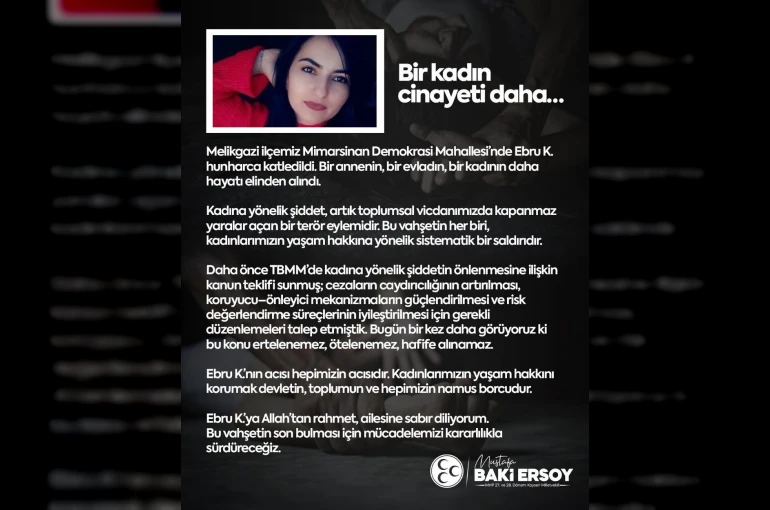 MHP’li Ersoy: "Kadınlarımızın yaşam hakkını korumak devletin, toplumun ve hepimizin namus borcudur"