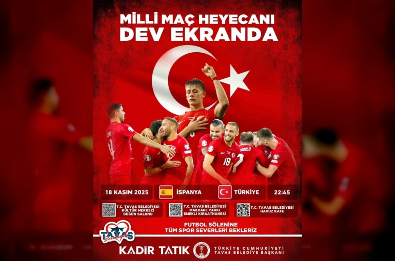 Milli maç heyecanı Tavas’ta dev ekranlarda yaşanacak