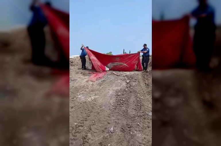 Moloz yığınları arasındaki Türk bayrağını öpüp, başına koyan polis takdir topladı