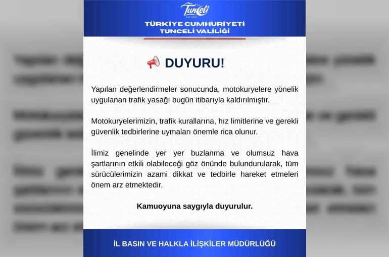Motokuryelere uygulanan trafik yasağı kaldırıldı