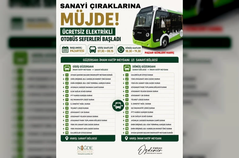 Niğde Belediyesi üreten ellerin yanında: Sanayi çıraklarına ücretsiz ulaşım