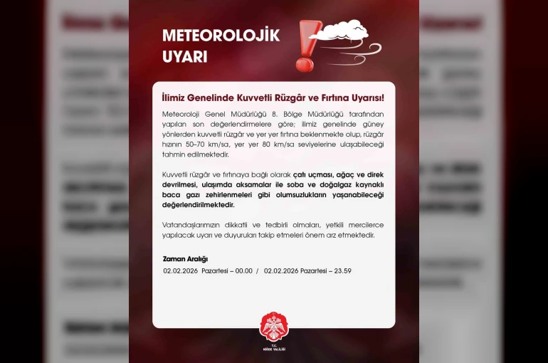 Niğde Valiliği’nden kuvvetli rüzgar uyarısı